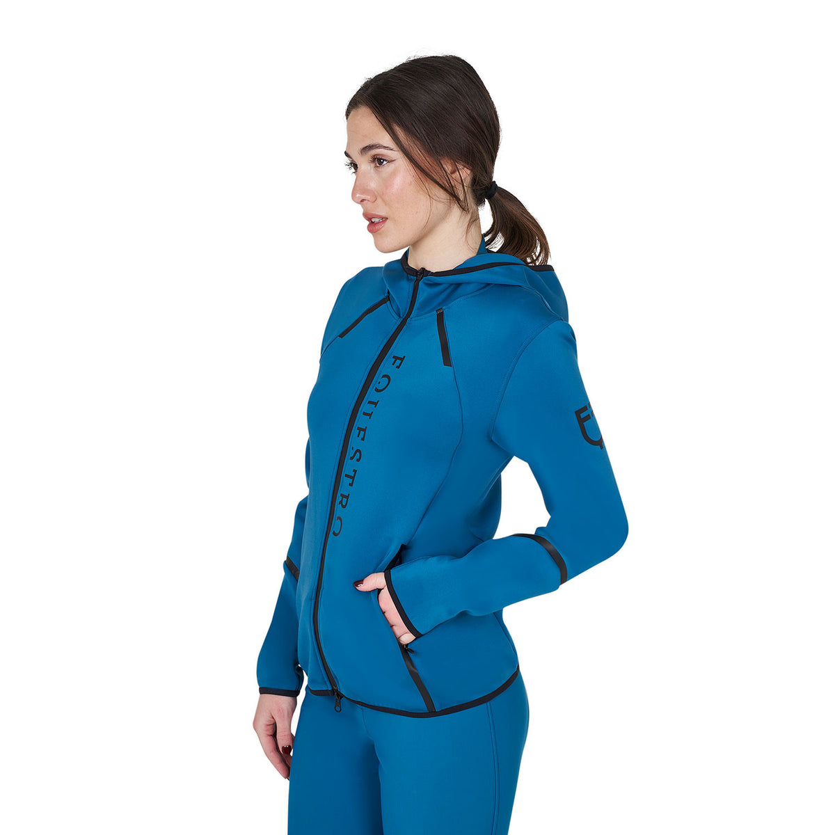 Equestro Women's technical sweatshirt in jersey with zip