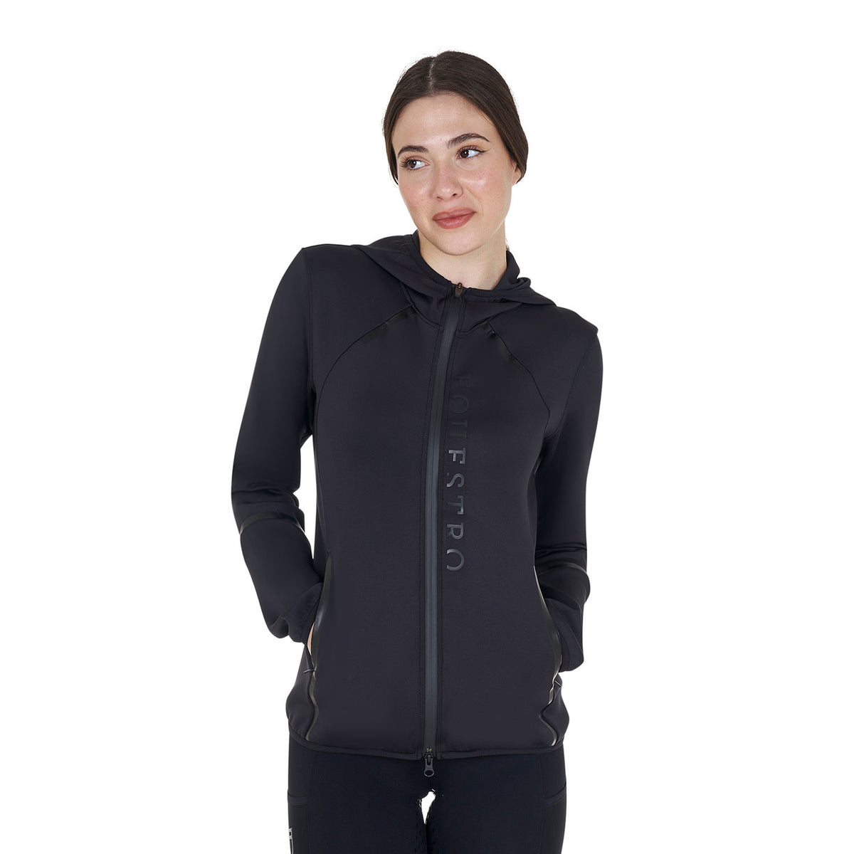 Equestro Women's technical sweatshirt in jersey with zip