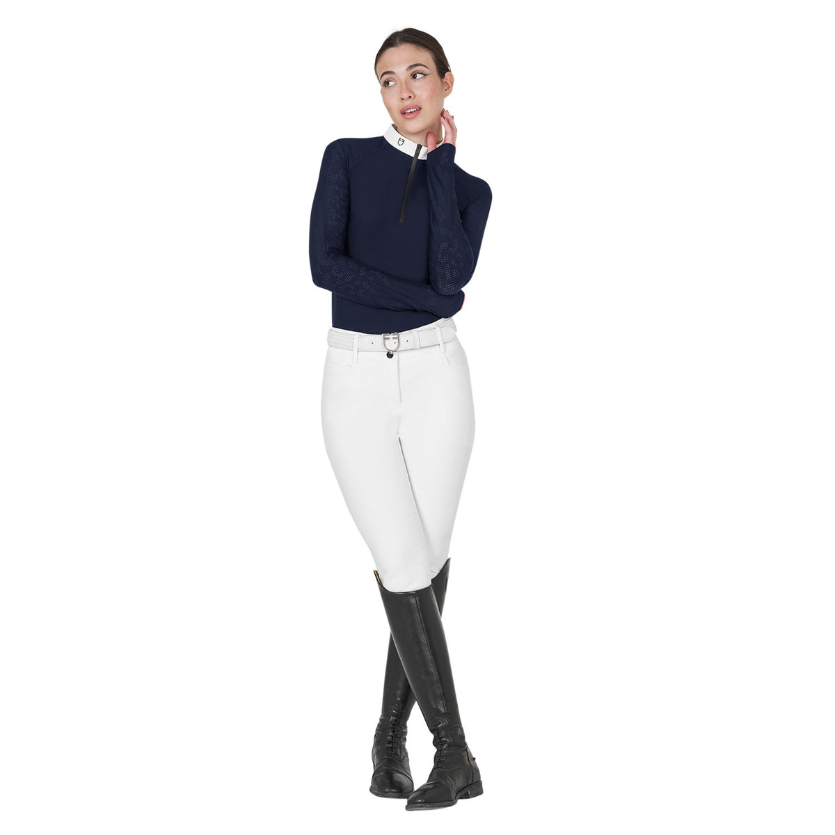 Equestro Women's slim fit competition polo shirt with mesh inserts