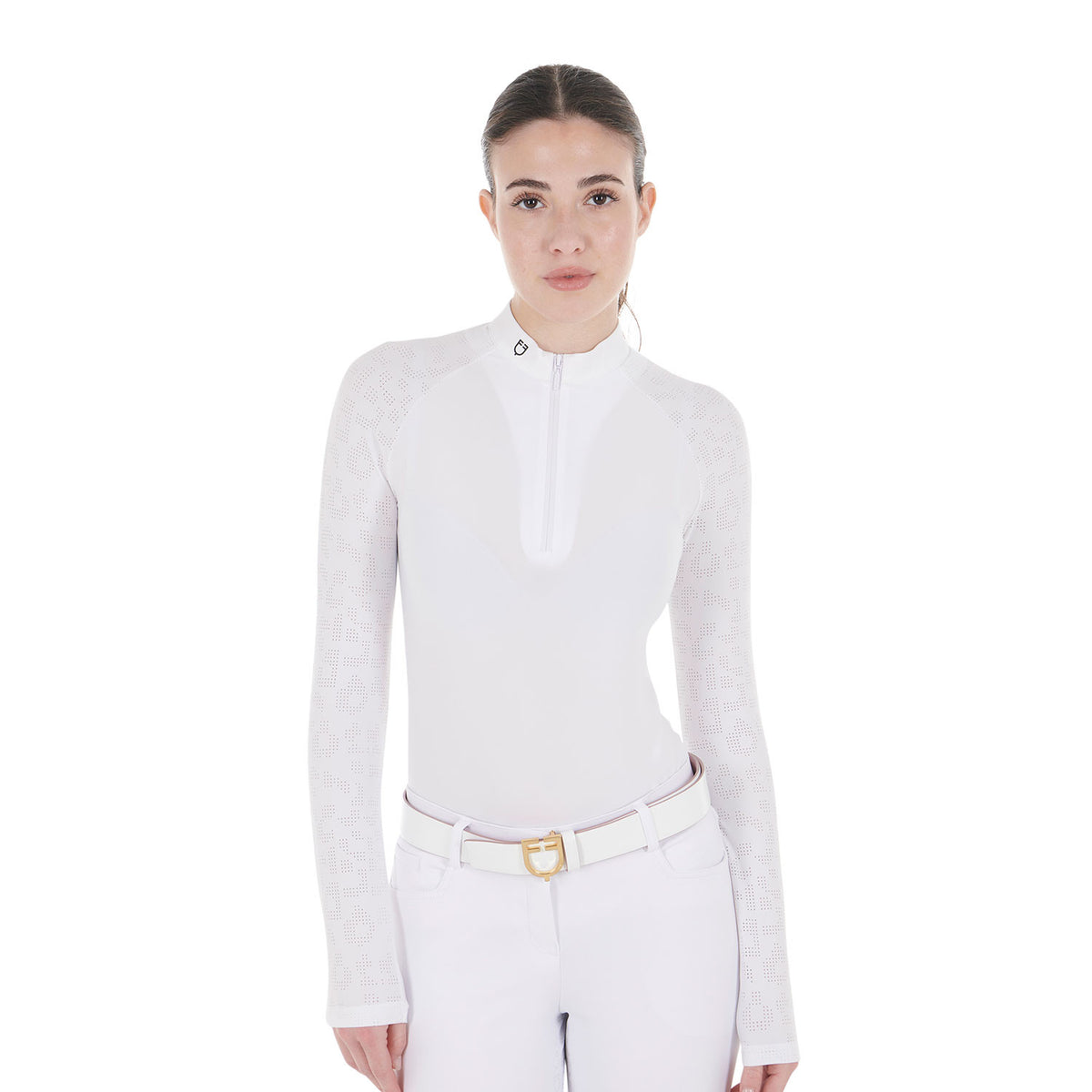 Equestro Women's slim fit competition polo shirt with mesh inserts