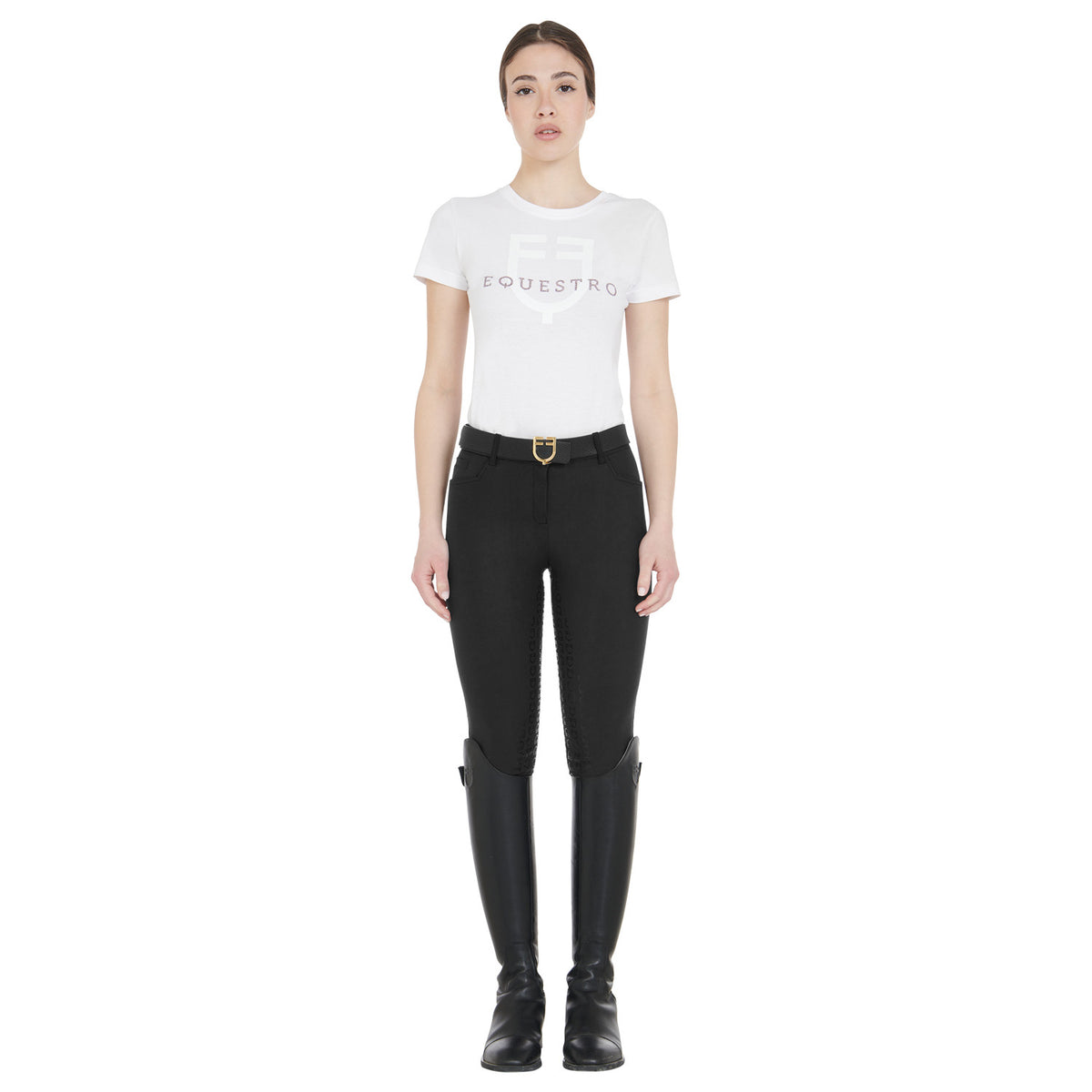 Equestro Women's full grip high waisted breeches with fleece lining inside