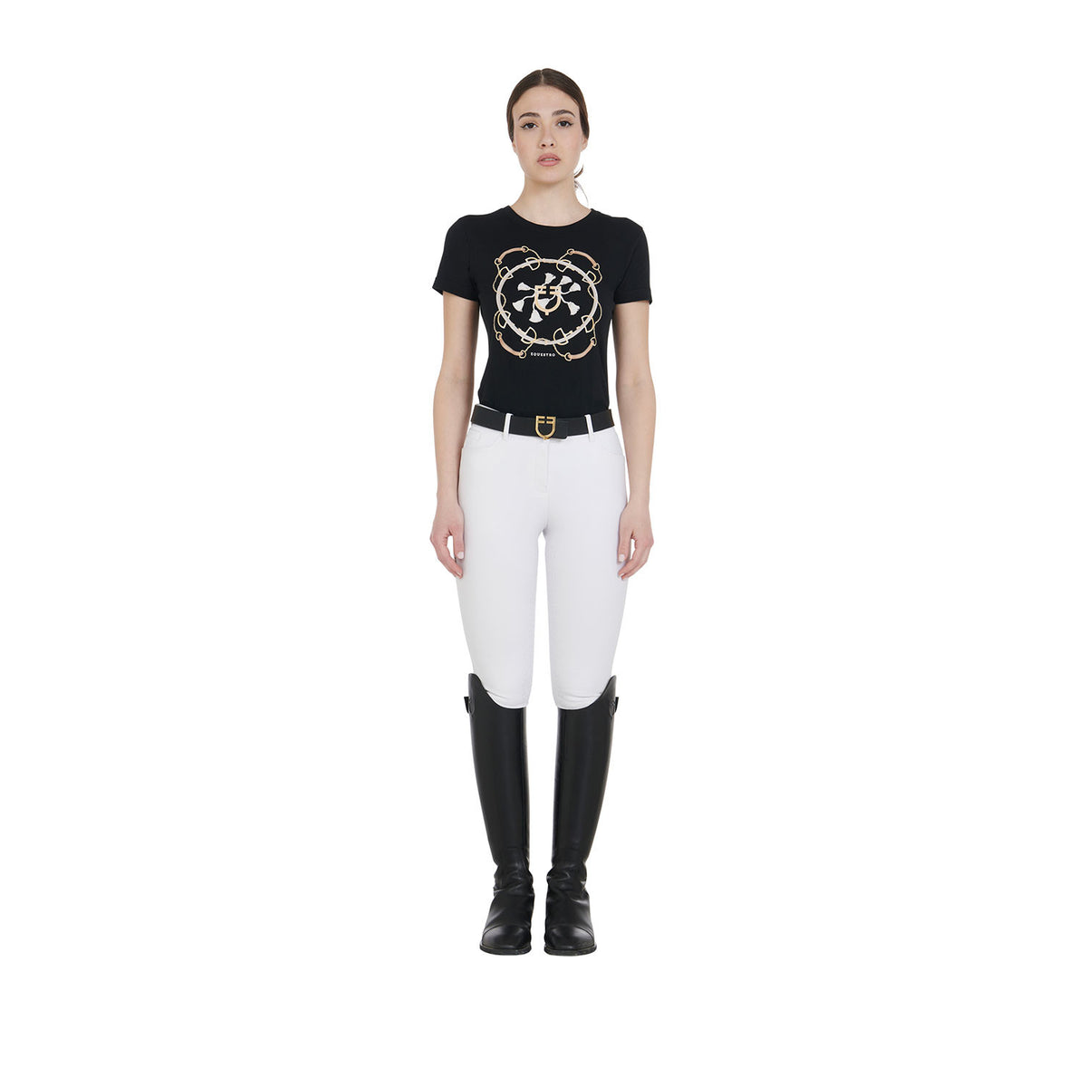 Equestro Women's full grip high waisted breeches with fleece lining inside