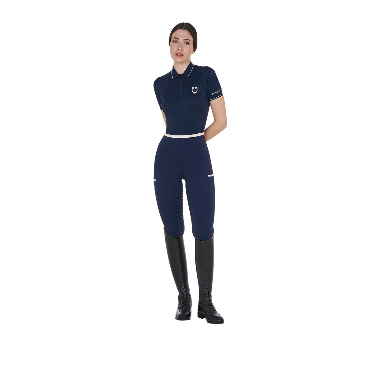 Equestro Women's leggings with perforated decorations