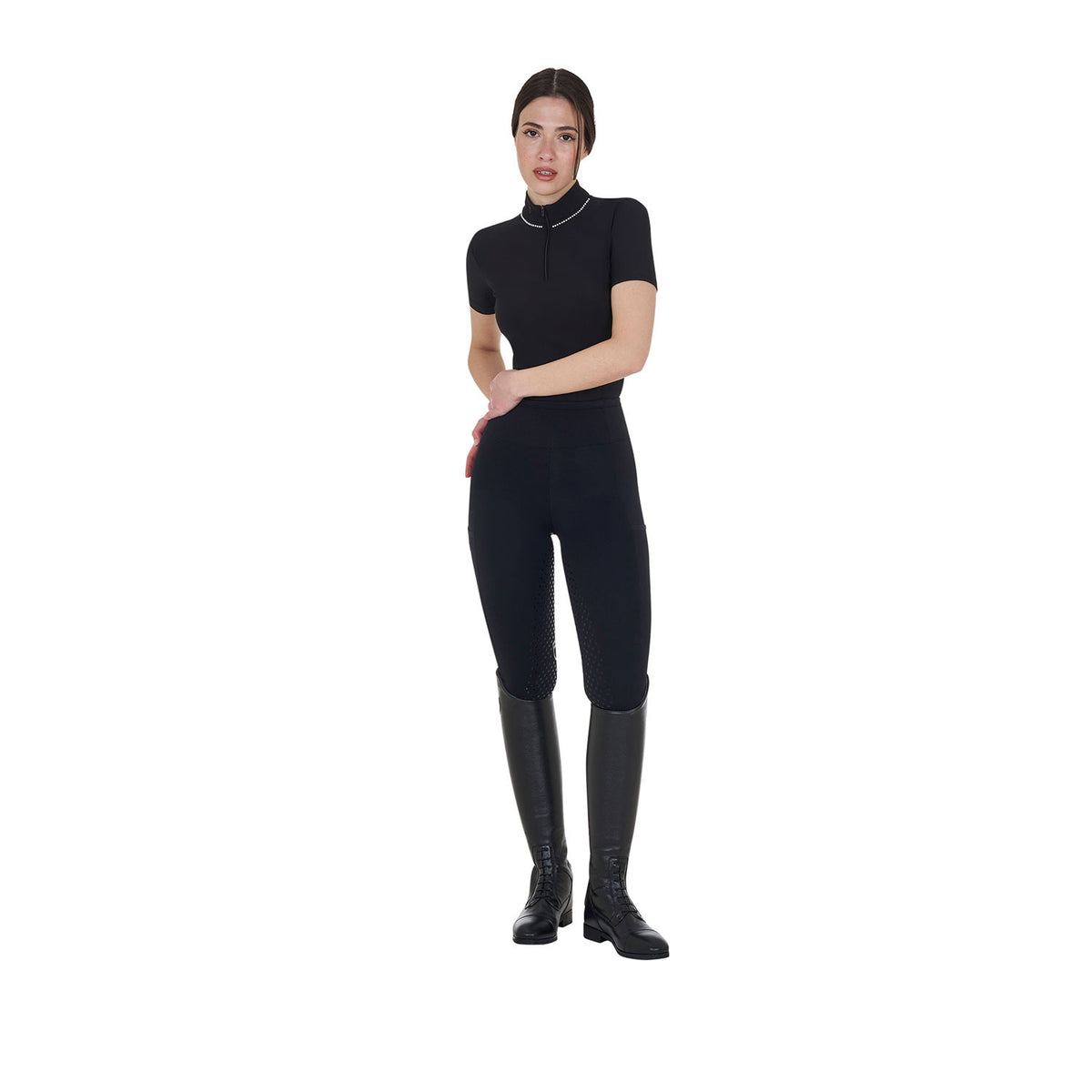 Equestro Women's leggings with perforated decorations