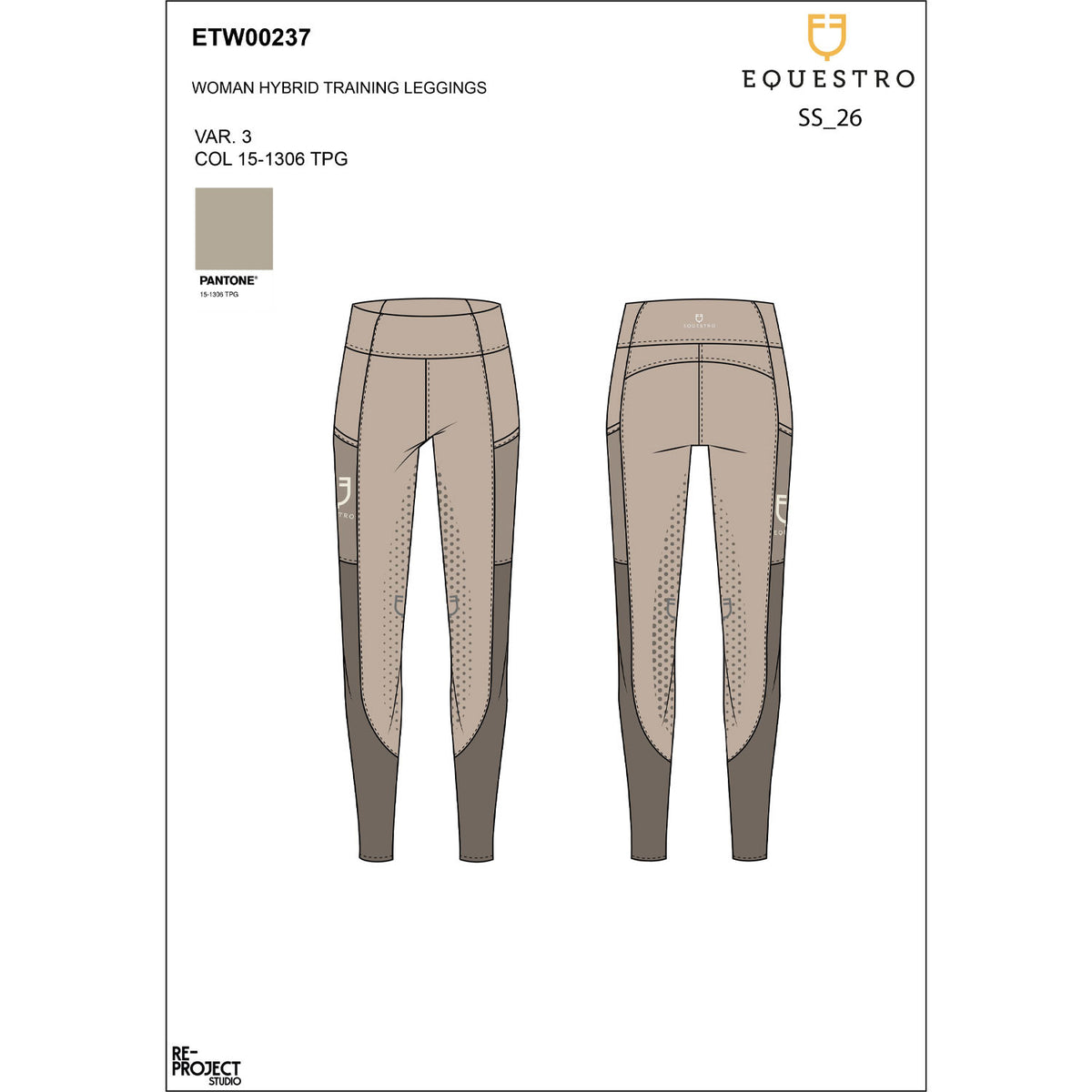 Equestro Women's full grip leggings with perforated inserts