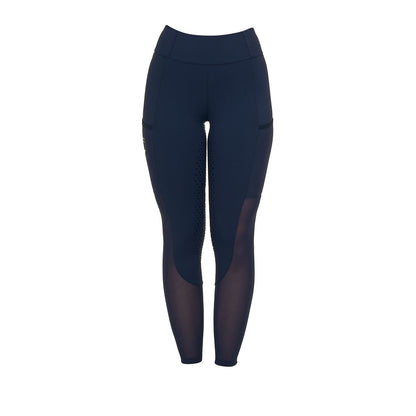 Equestro Women's full grip leggings with perforated inserts