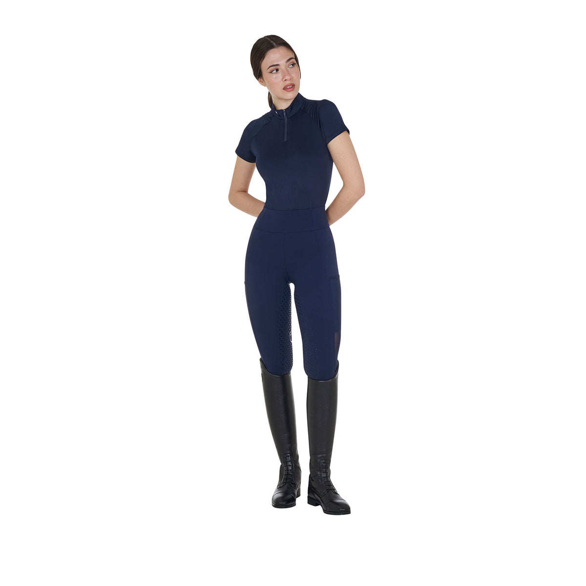 Equestro Women's full grip leggings with perforated inserts