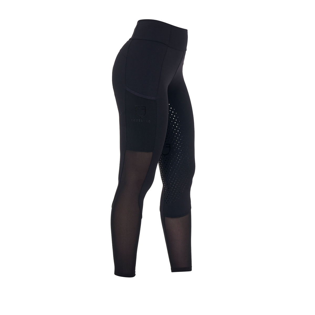 Equestro Women's full grip leggings with perforated inserts