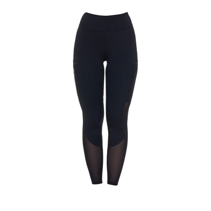 Equestro Women's full grip leggings with perforated inserts