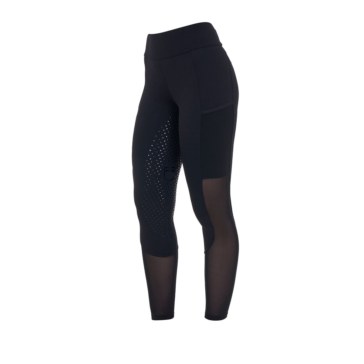 Equestro Women's full grip leggings with perforated inserts