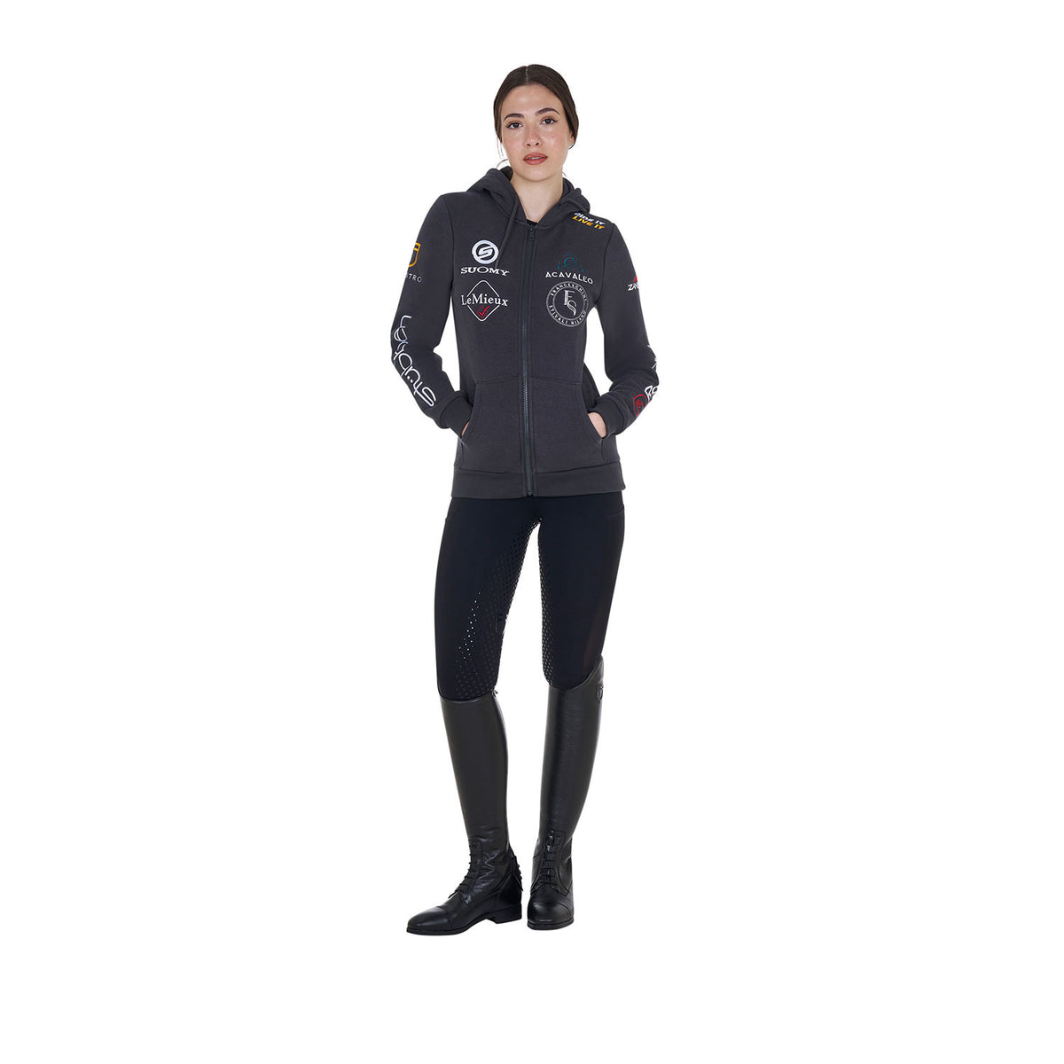 Equestro Women's full grip leggings with perforated inserts