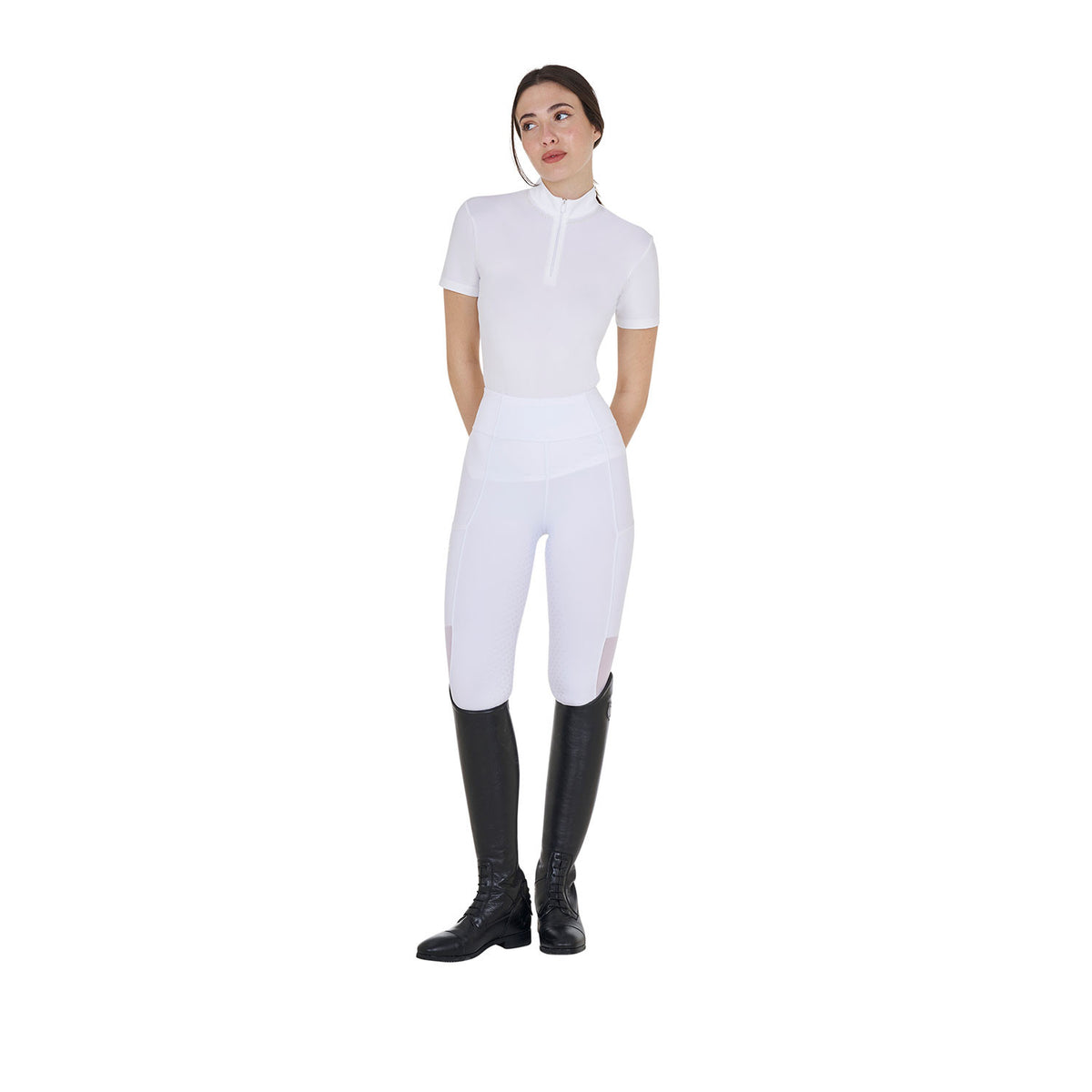 Equestro Women's full grip leggings with perforated inserts