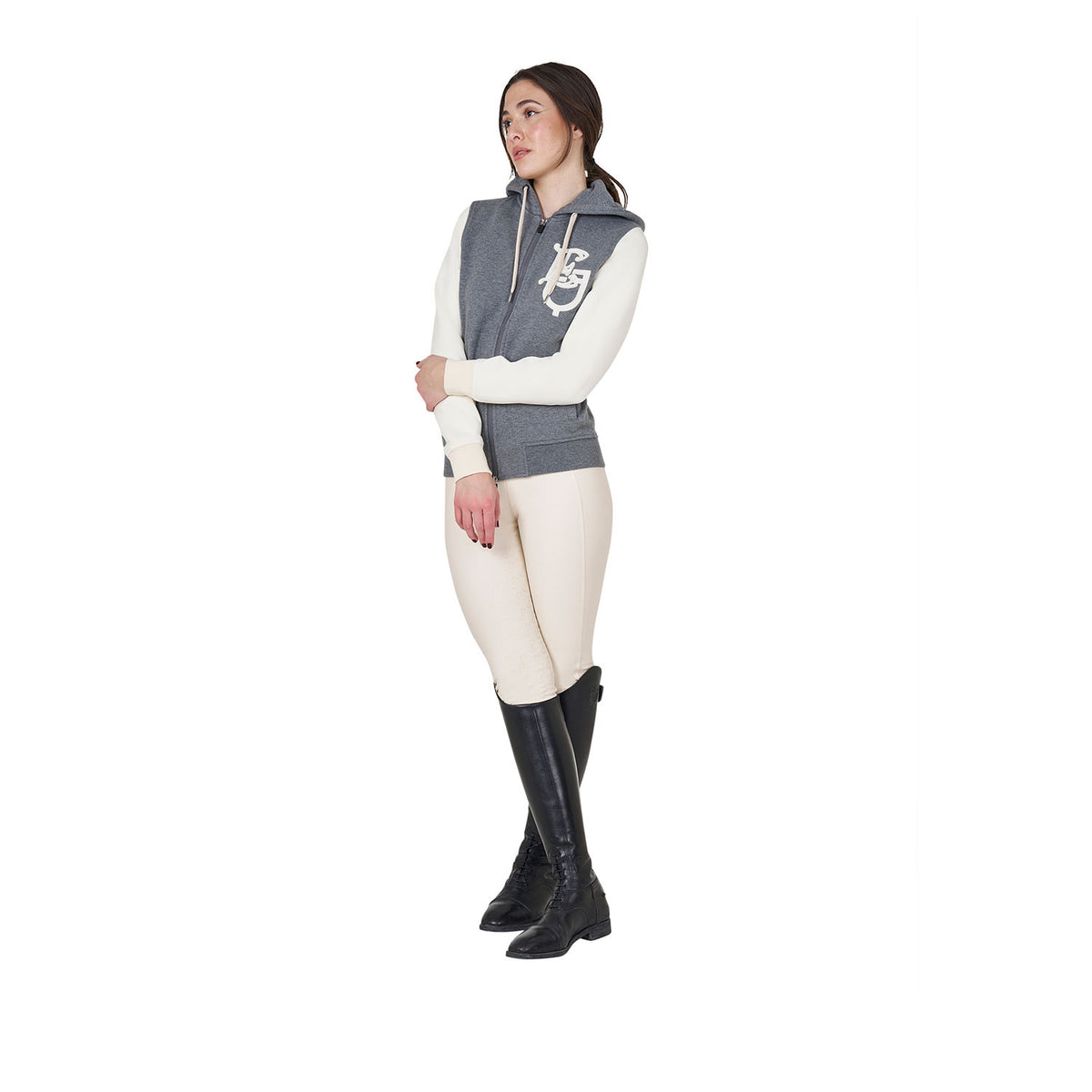Equestro Women's EQ two tone hoodie with front zip
