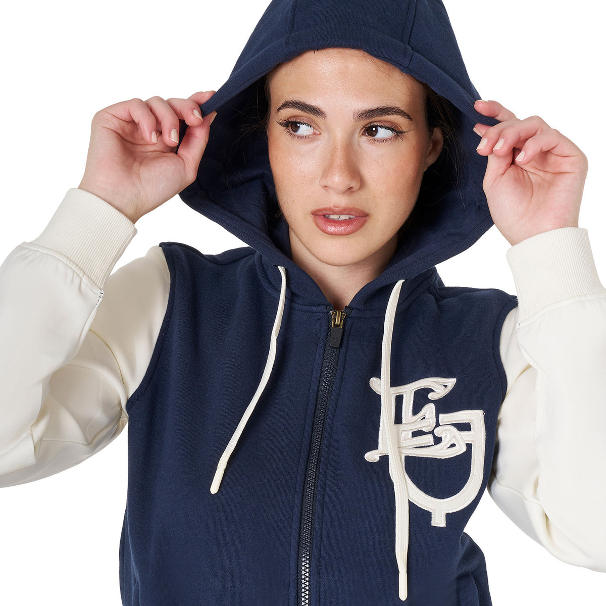 Equestro Women's EQ two tone hoodie with front zip