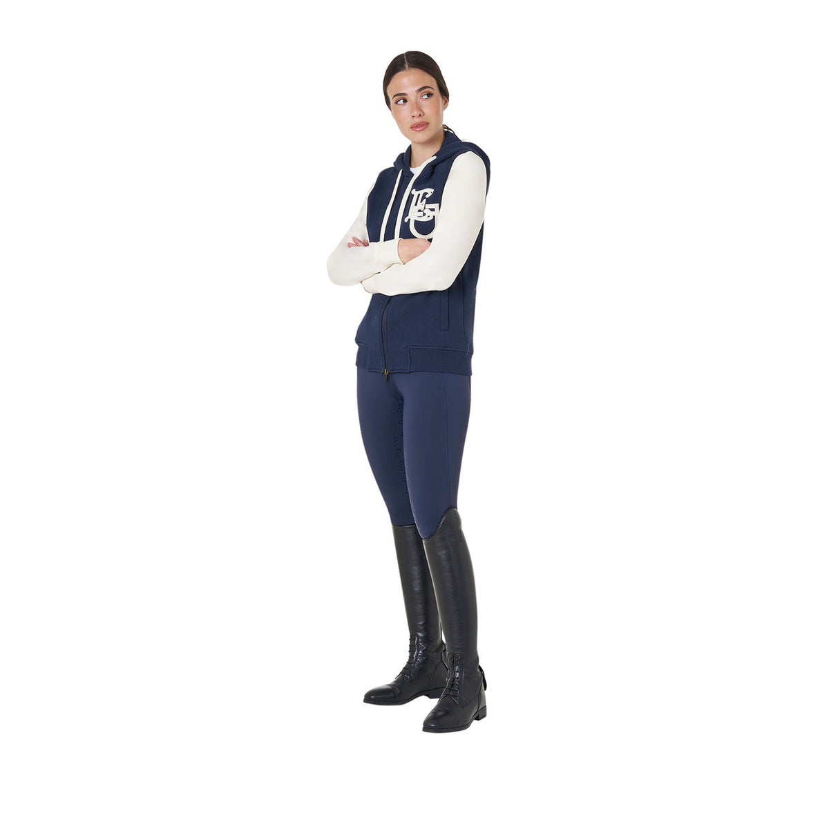 Equestro Women's EQ two tone hoodie with front zip