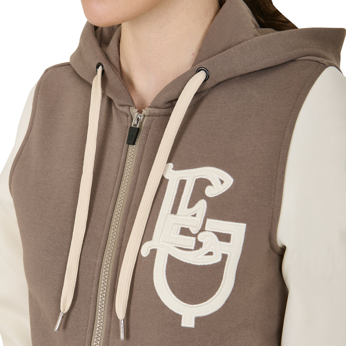 Equestro Women's EQ two tone hoodie with front zip