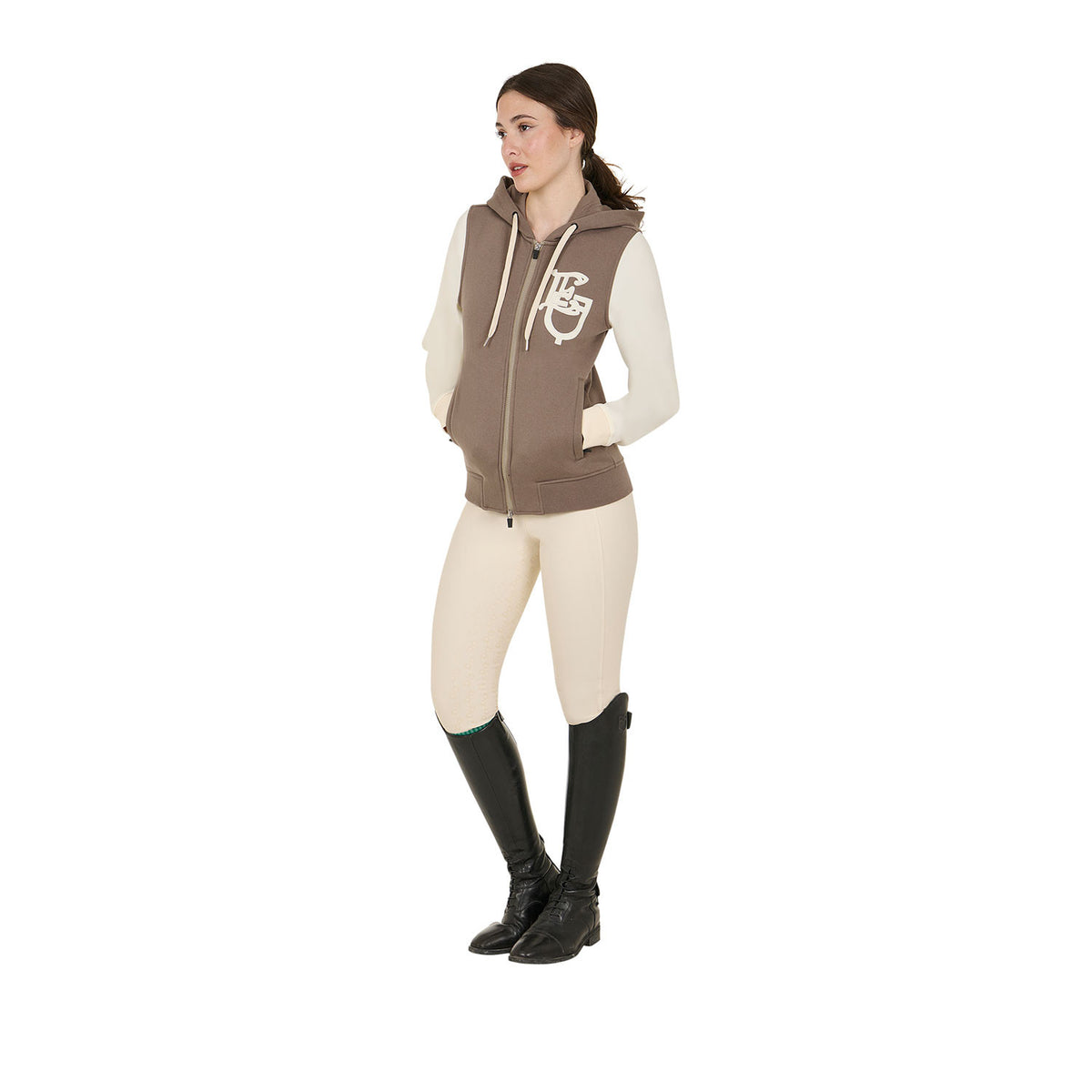 Equestro Women's EQ two tone hoodie with front zip