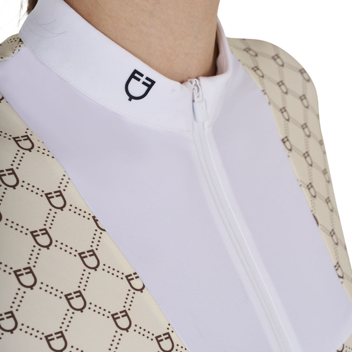 Equestro Women's long-sleeved competition polo shirt with monogram print