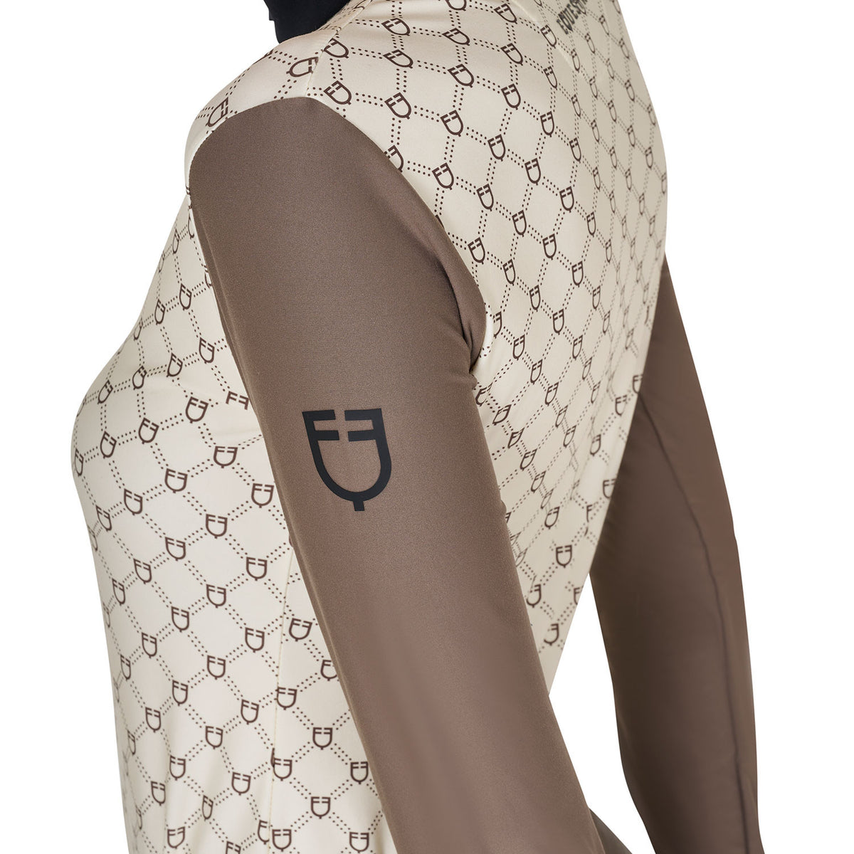 Equestro Women's long-sleeved training polo shirt with monogram print