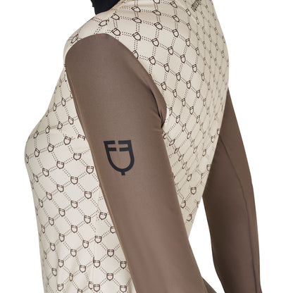 Equestro Women's long-sleeved training polo shirt with monogram print