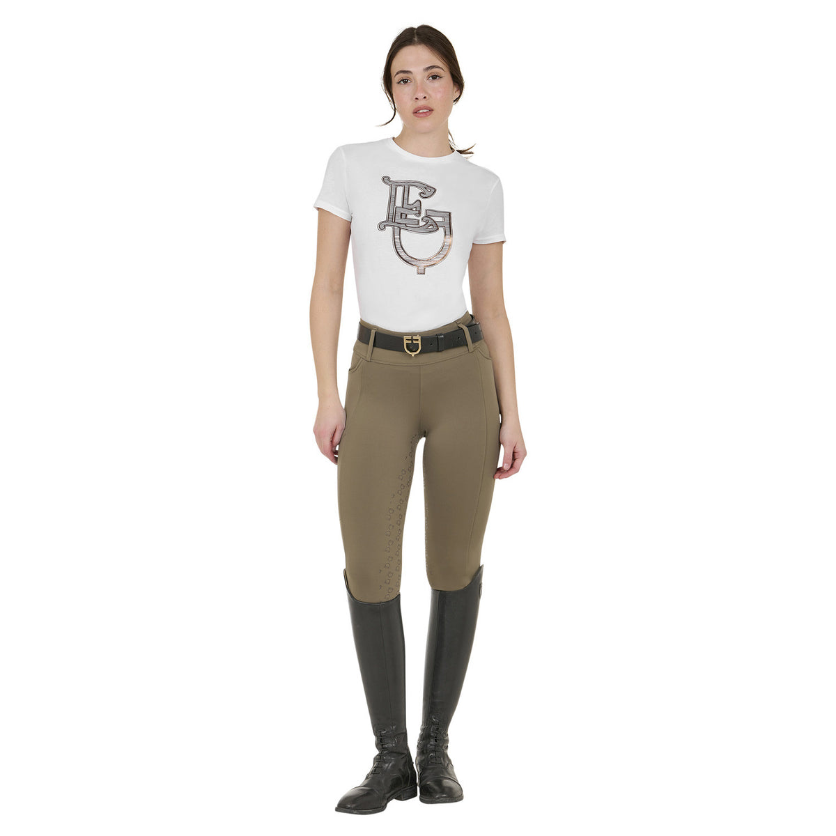 Equestro Women's high-waisted leggings with belt loops