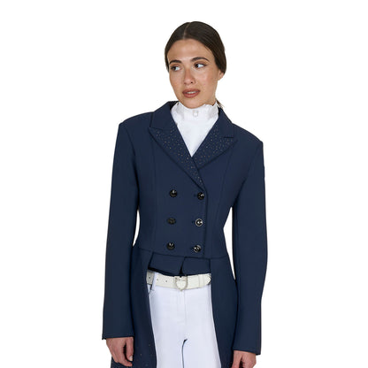 Equestro Women's tailocoat in technical fabric with rhinestones