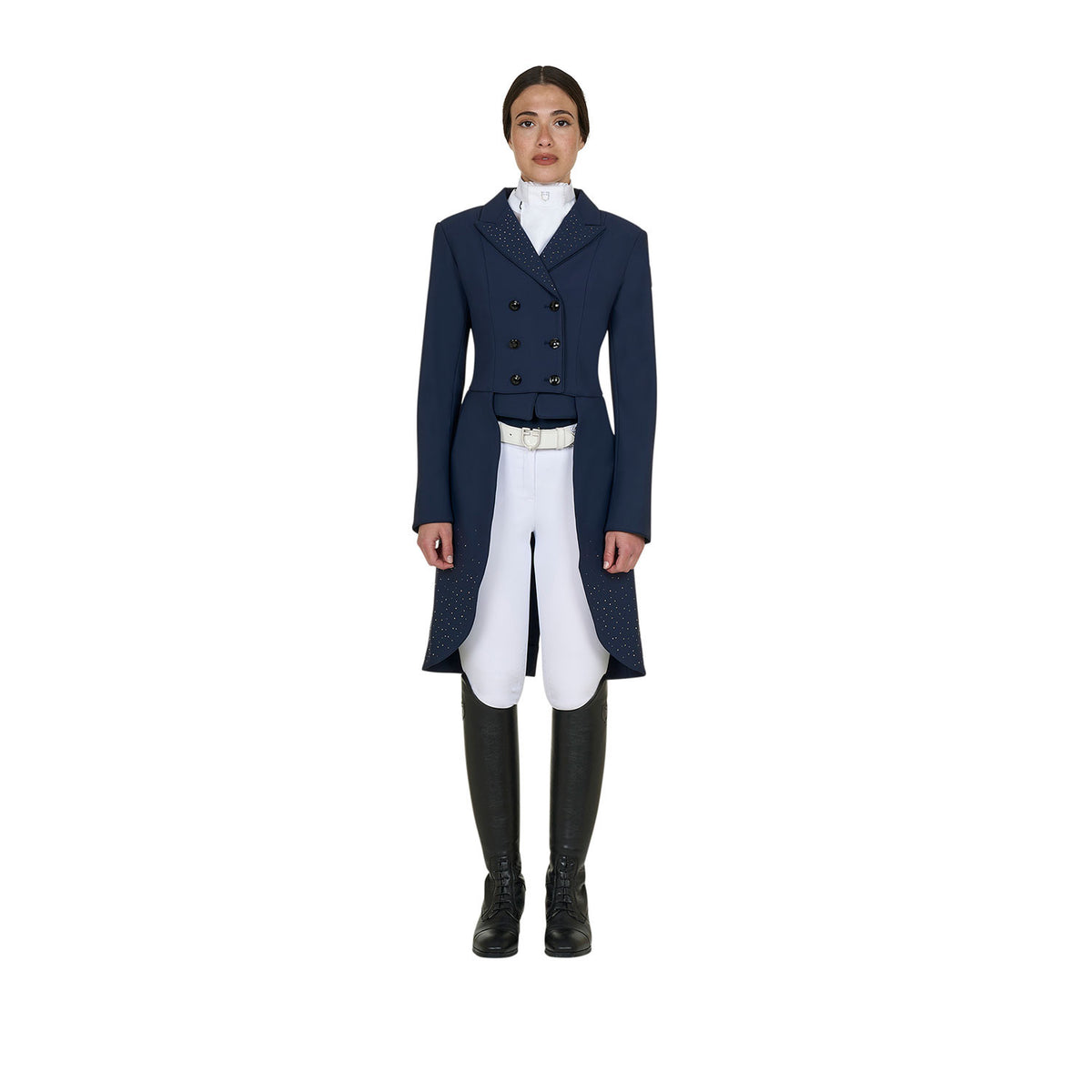 Equestro Women's tailocoat in technical fabric with rhinestones