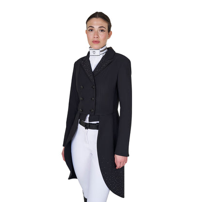 Equestro Women's tailocoat in technical fabric with rhinestones
