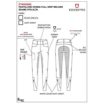 Equestro Woman's ridertechnology full grip high waist breeches