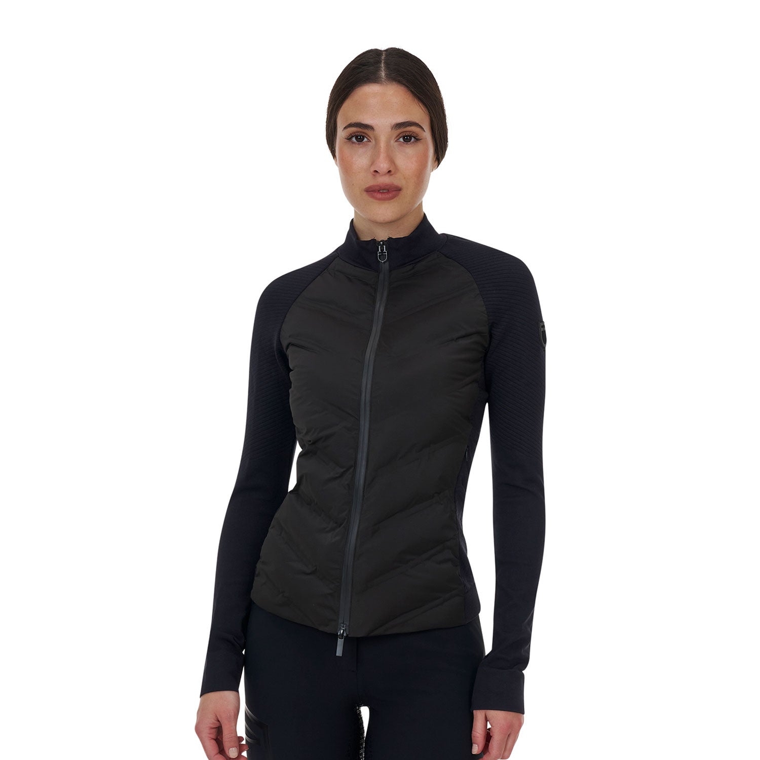 Equestro WOMEN'S RIDERTECHNOLOGY FULL ZIP HIBRYD NYLON+KNIT QUILTED JACKET