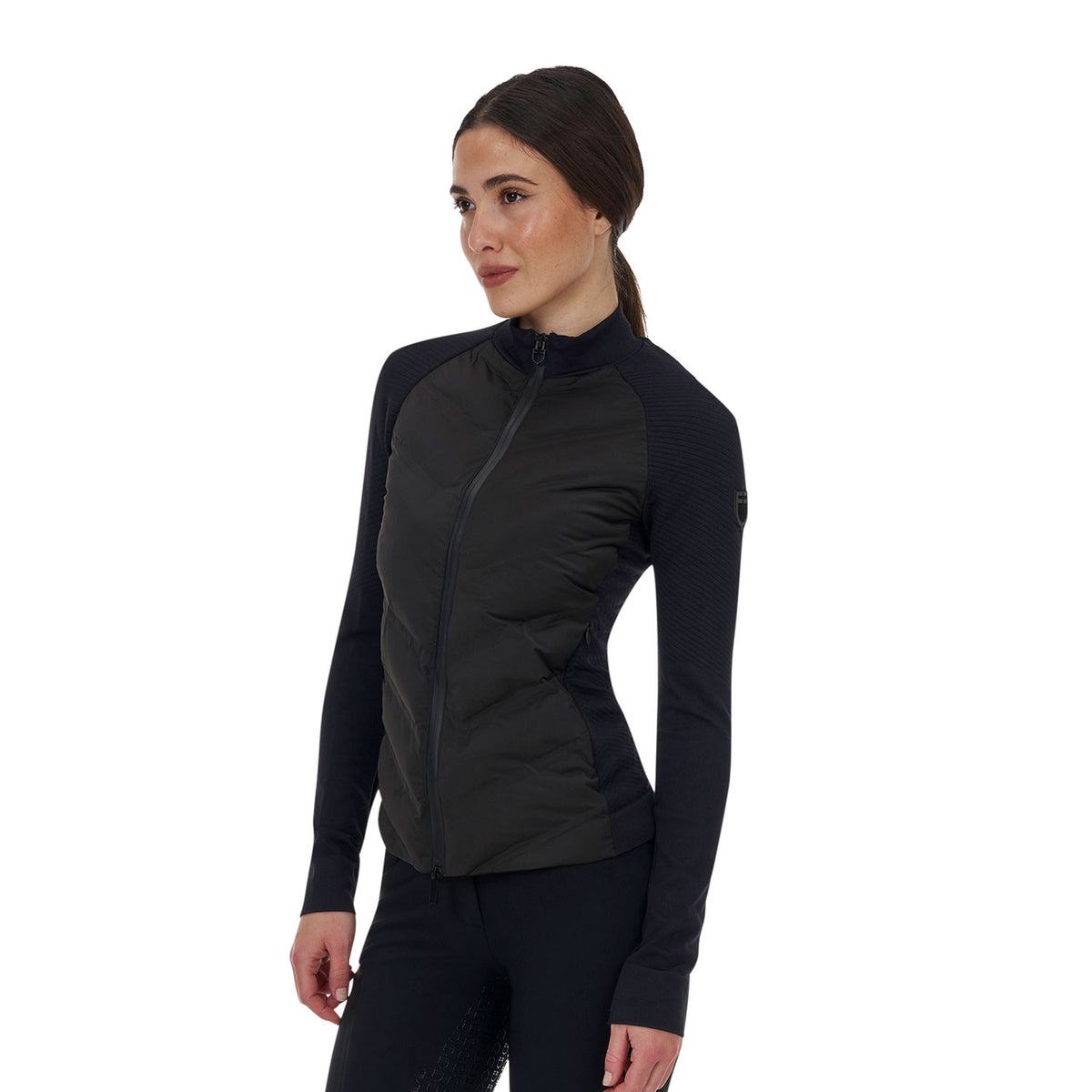 Equestro WOMEN'S RIDERTECHNOLOGY FULL ZIP HIBRYD NYLON+KNIT QUILTED JACKET