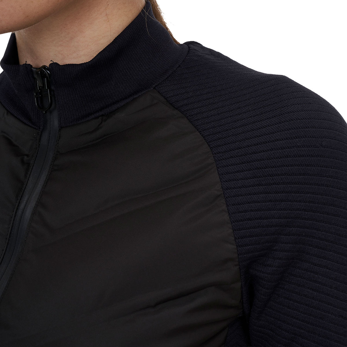 Equestro WOMEN'S RIDERTECHNOLOGY FULL ZIP HIBRYD NYLON+KNIT QUILTED JACKET