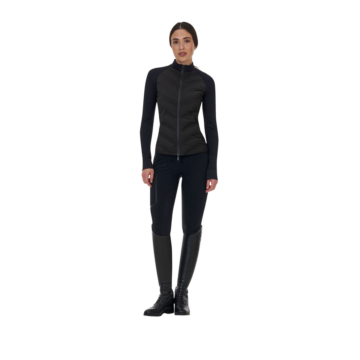 Equestro WOMEN'S RIDERTECHNOLOGY FULL ZIP HIBRYD NYLON+KNIT QUILTED JACKET
