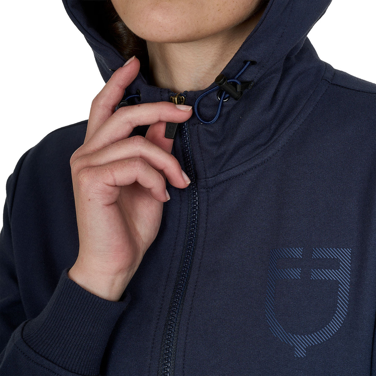 Equestro Women's sweatshirt with adjustable hood and zip