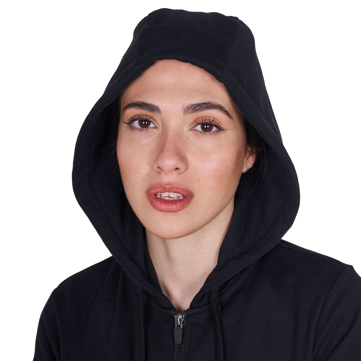 Equestro Women's sweatshirt with adjustable hood and zip