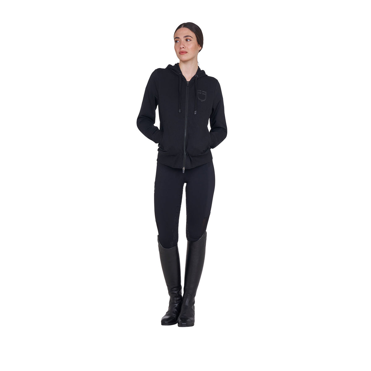 Equestro Women's sweatshirt with adjustable hood and zip