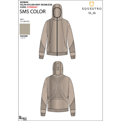 Equestro Women's technical hooded sweatshirt with micro-mesh inserts