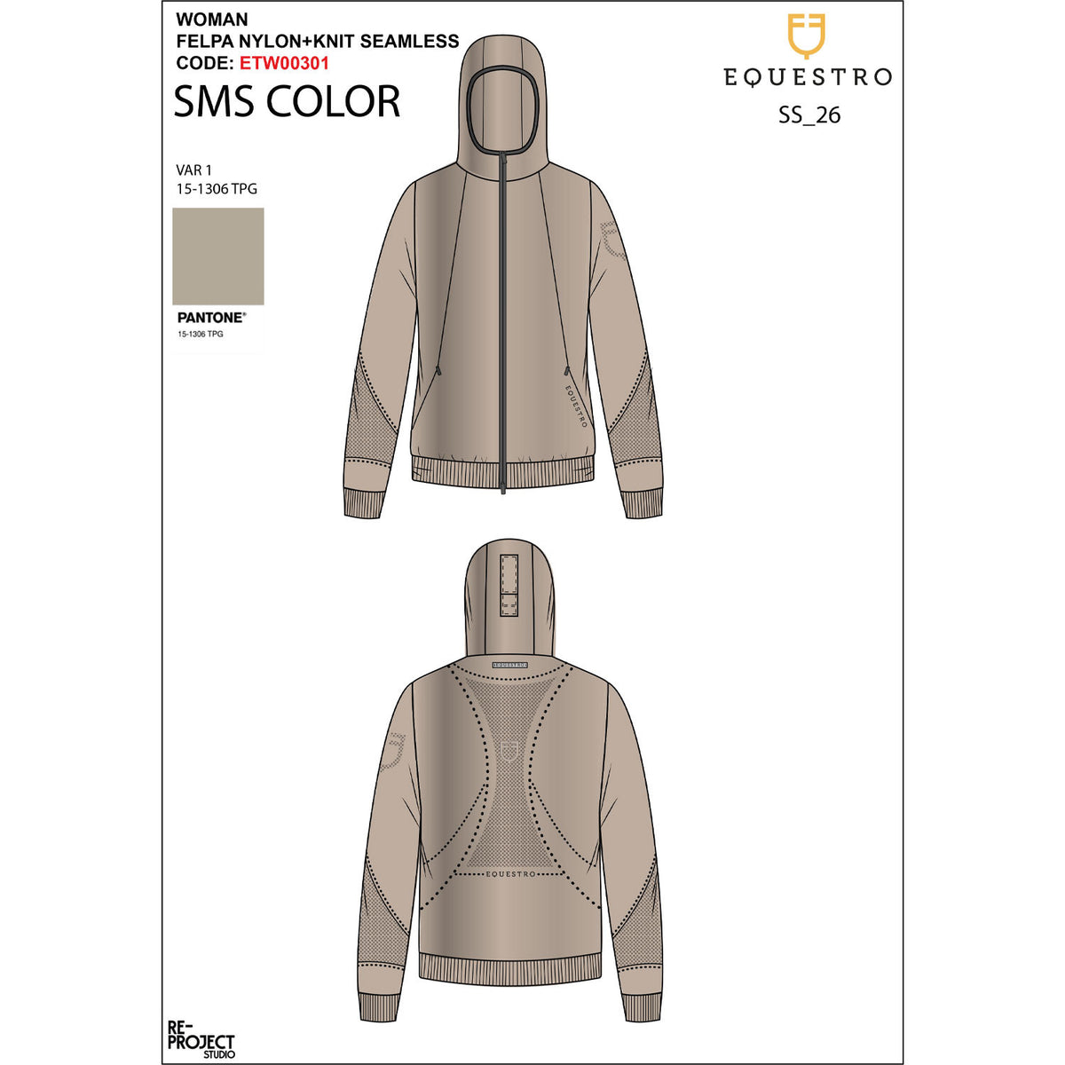 Equestro Women's technical hooded sweatshirt with micro-mesh inserts