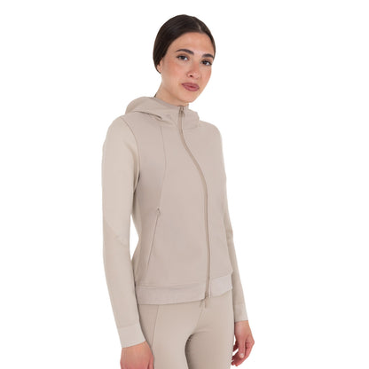 Equestro Women's technical hooded sweatshirt with micro-mesh inserts