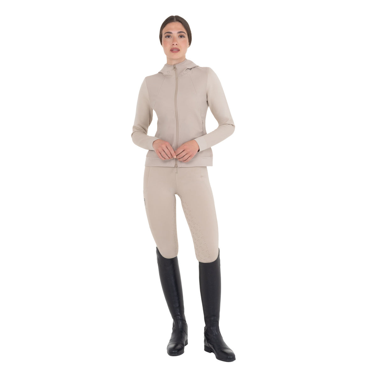 Equestro Women's technical hooded sweatshirt with micro-mesh inserts