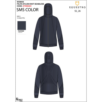 Equestro Women's technical hooded sweatshirt with micro-mesh inserts