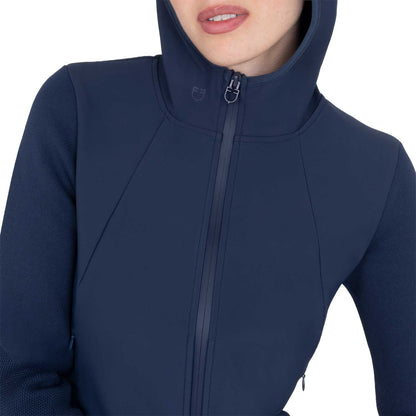 Equestro Women's technical hooded sweatshirt with micro-mesh inserts