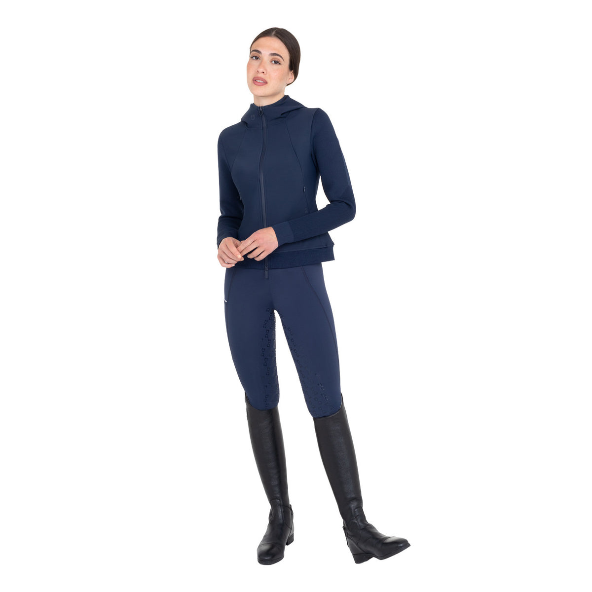 Equestro Women's technical hooded sweatshirt with micro-mesh inserts