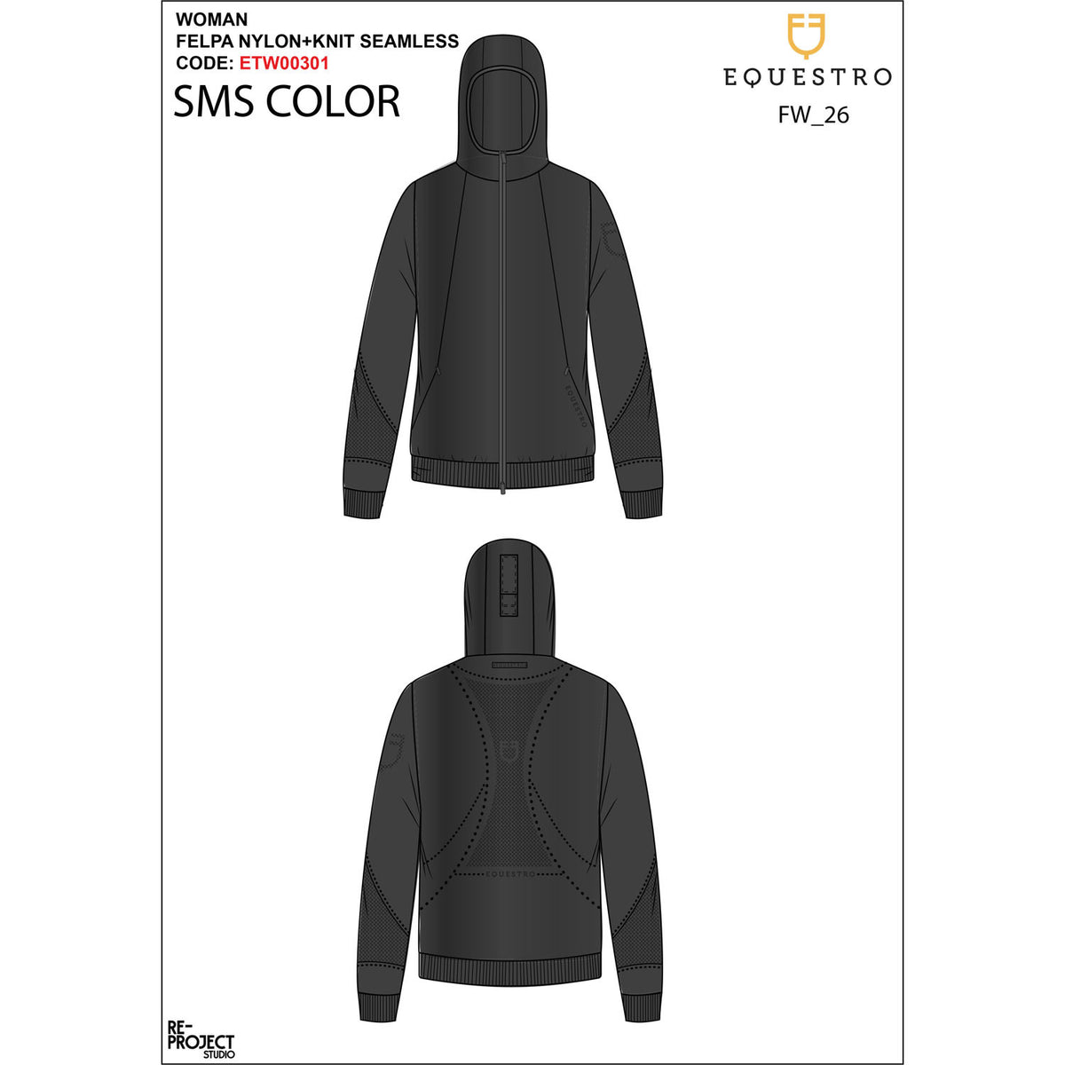 Equestro Women's technical hooded sweatshirt with micro-mesh inserts