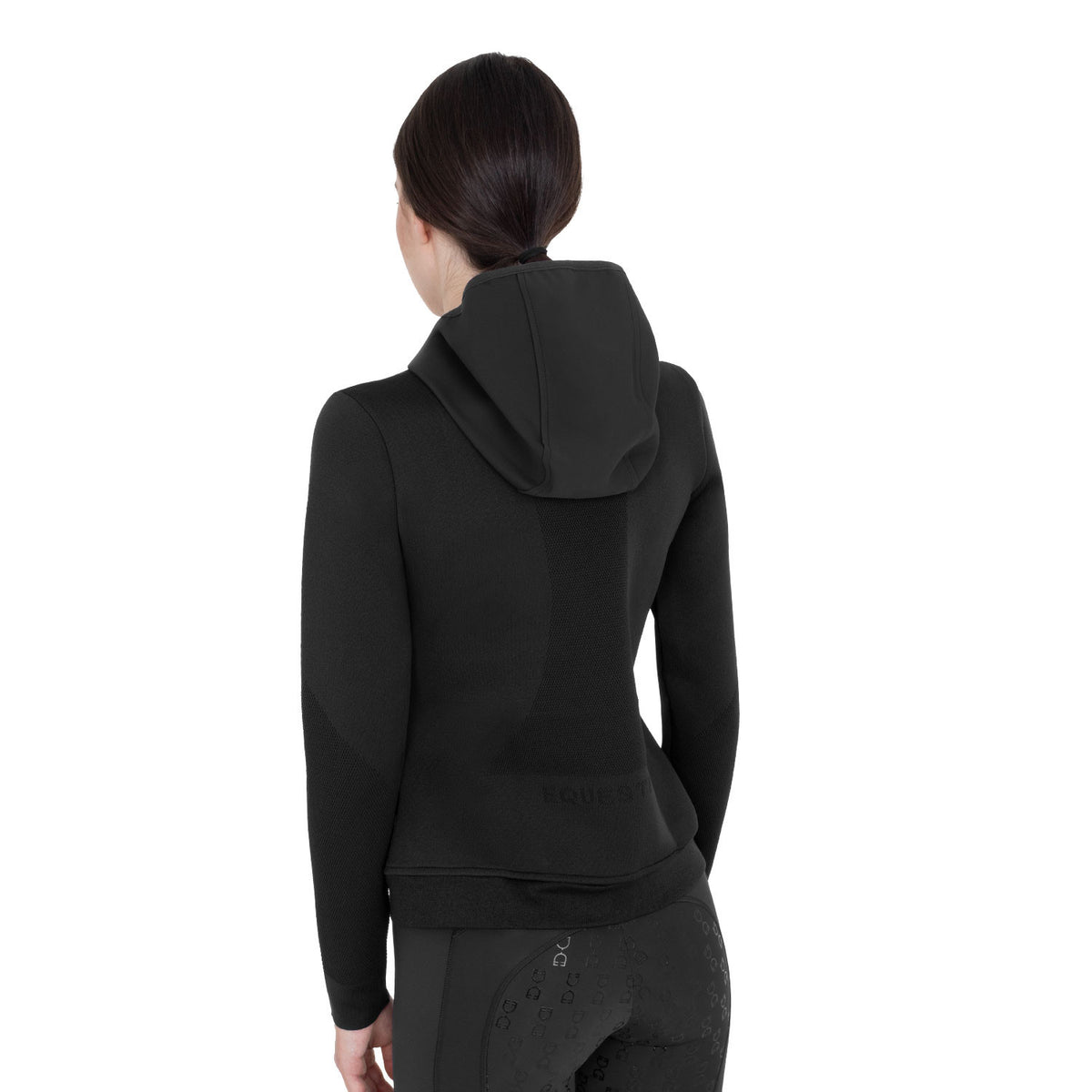 Equestro Women's technical hooded sweatshirt with micro-mesh inserts
