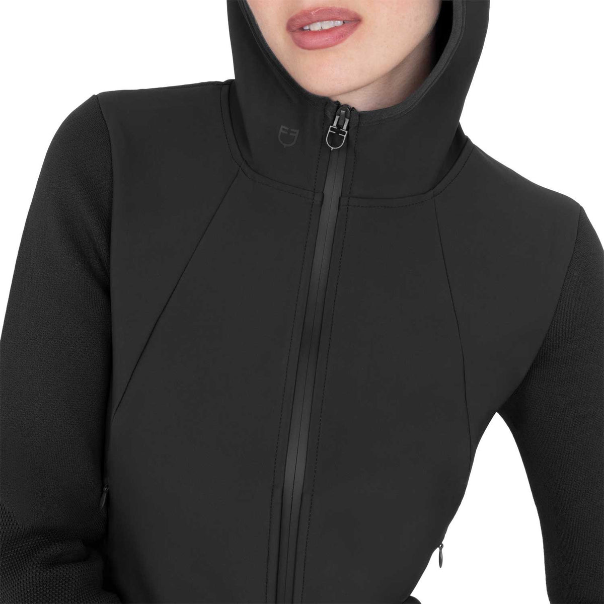 Equestro Women's technical hooded sweatshirt with micro-mesh inserts