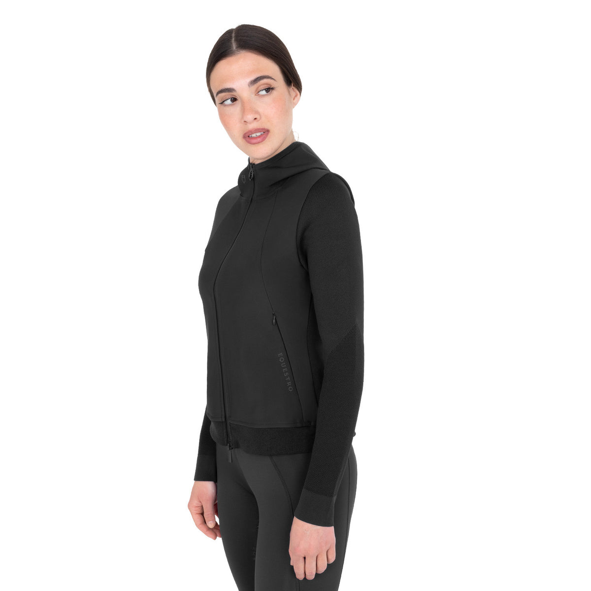 Equestro Women's technical hooded sweatshirt with micro-mesh inserts
