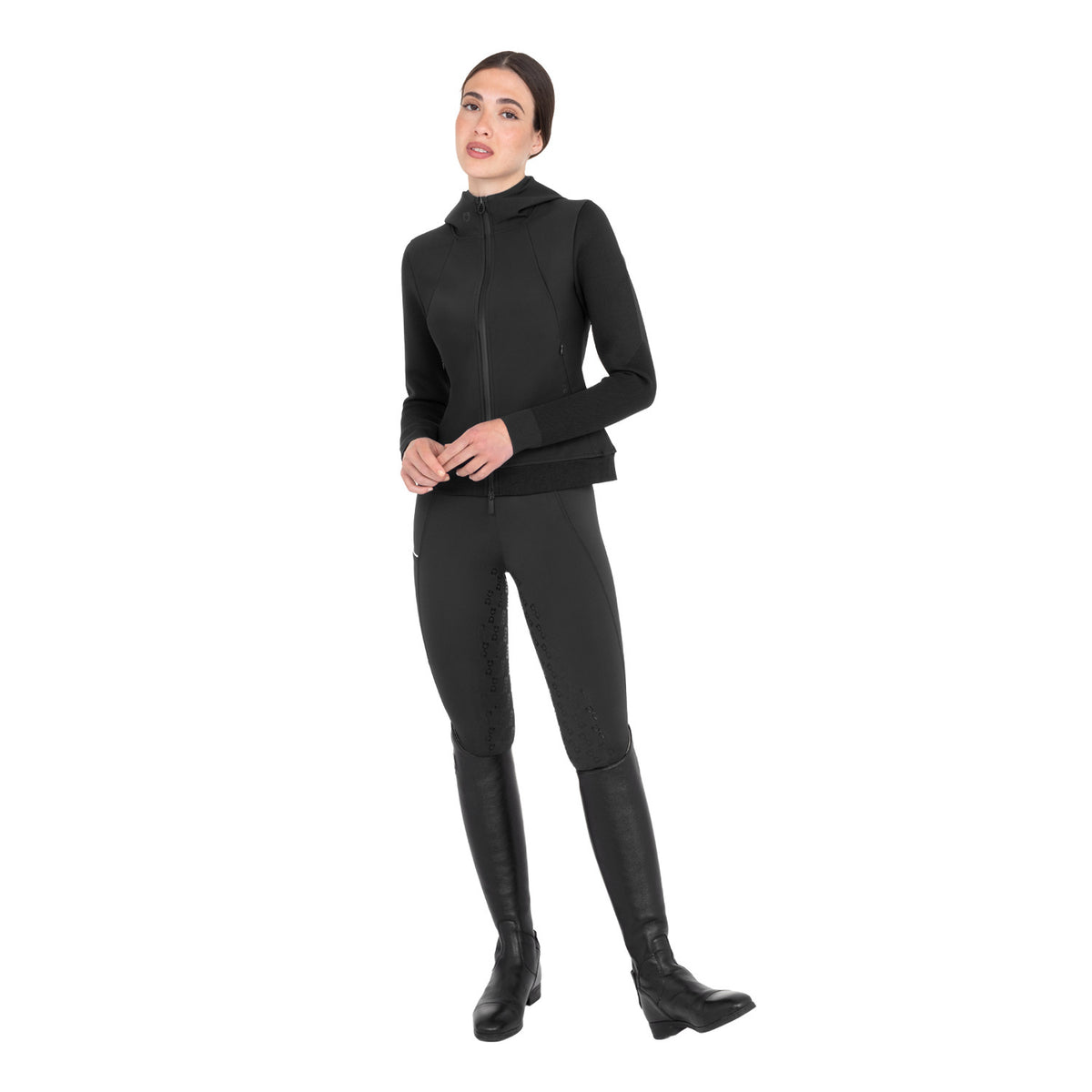 Equestro Women's technical hooded sweatshirt with micro-mesh inserts