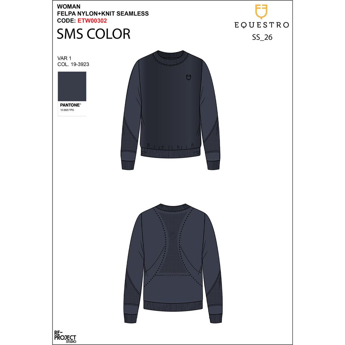 Equestro Women's technical crewneck sweatshirt with micro-mesh inserts