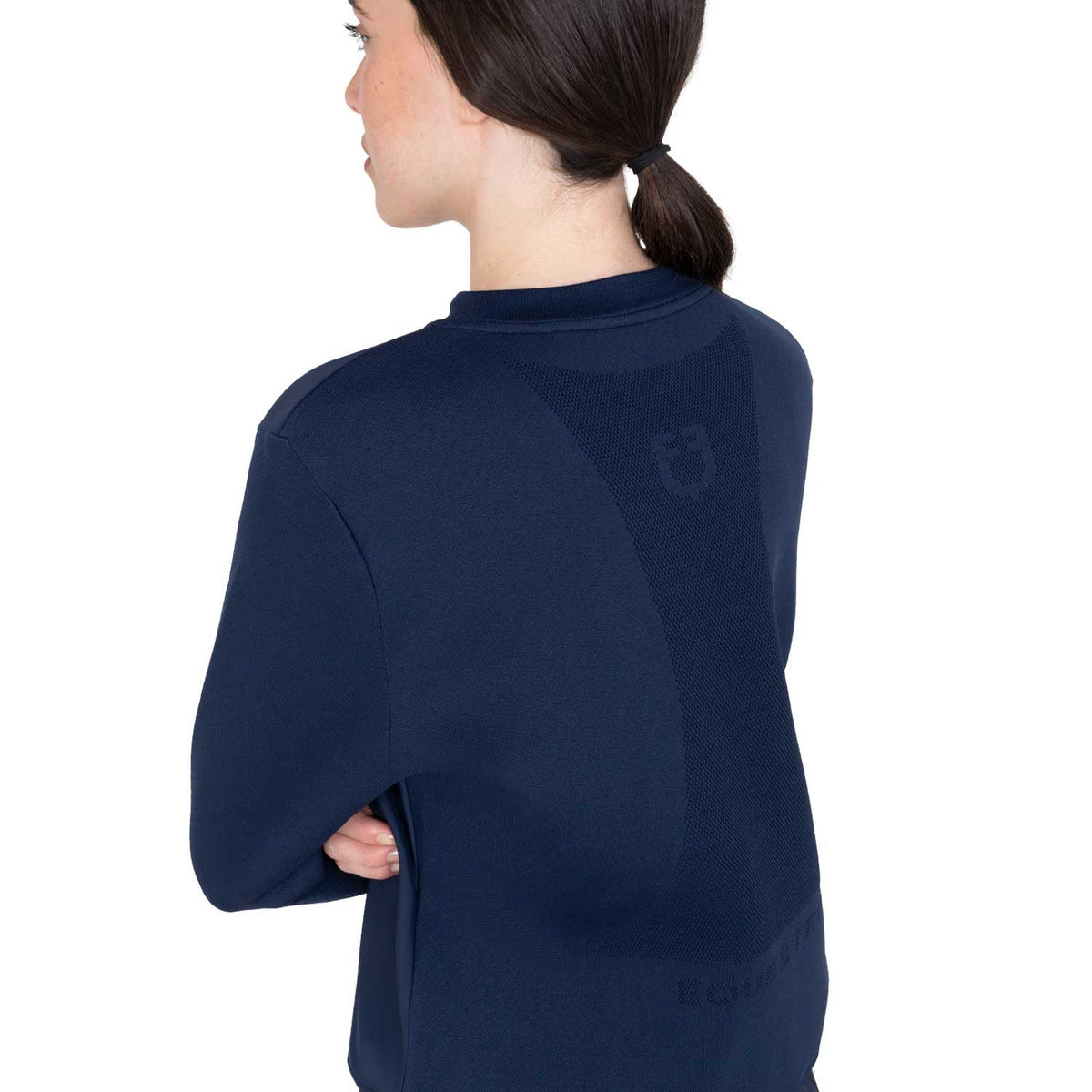 Equestro Women's technical crewneck sweatshirt with micro-mesh inserts